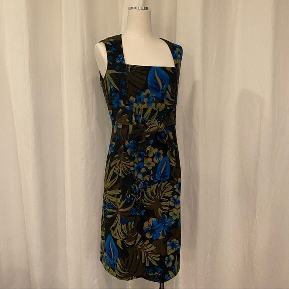 VTG Jessica Howard Square Neck Floral Dress Sleeveless Tropical 12 Formal Party - Picture 1 of 4